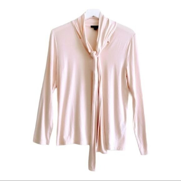 J. Crew Tops - New without tag J.Crew pink knit tie neck long sleeve viscose blend  top size S